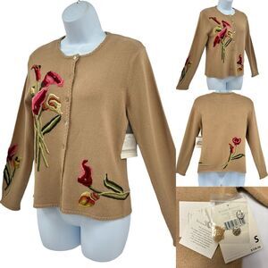Susan Bristol Embroidered Cardigan Sweater NWT